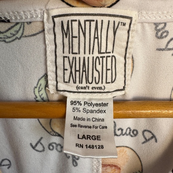 Mentally Exhausted Women's 1/2 Button Up Peachy Pajama‎ Sleep Romper White Large - Picture 2 of 11